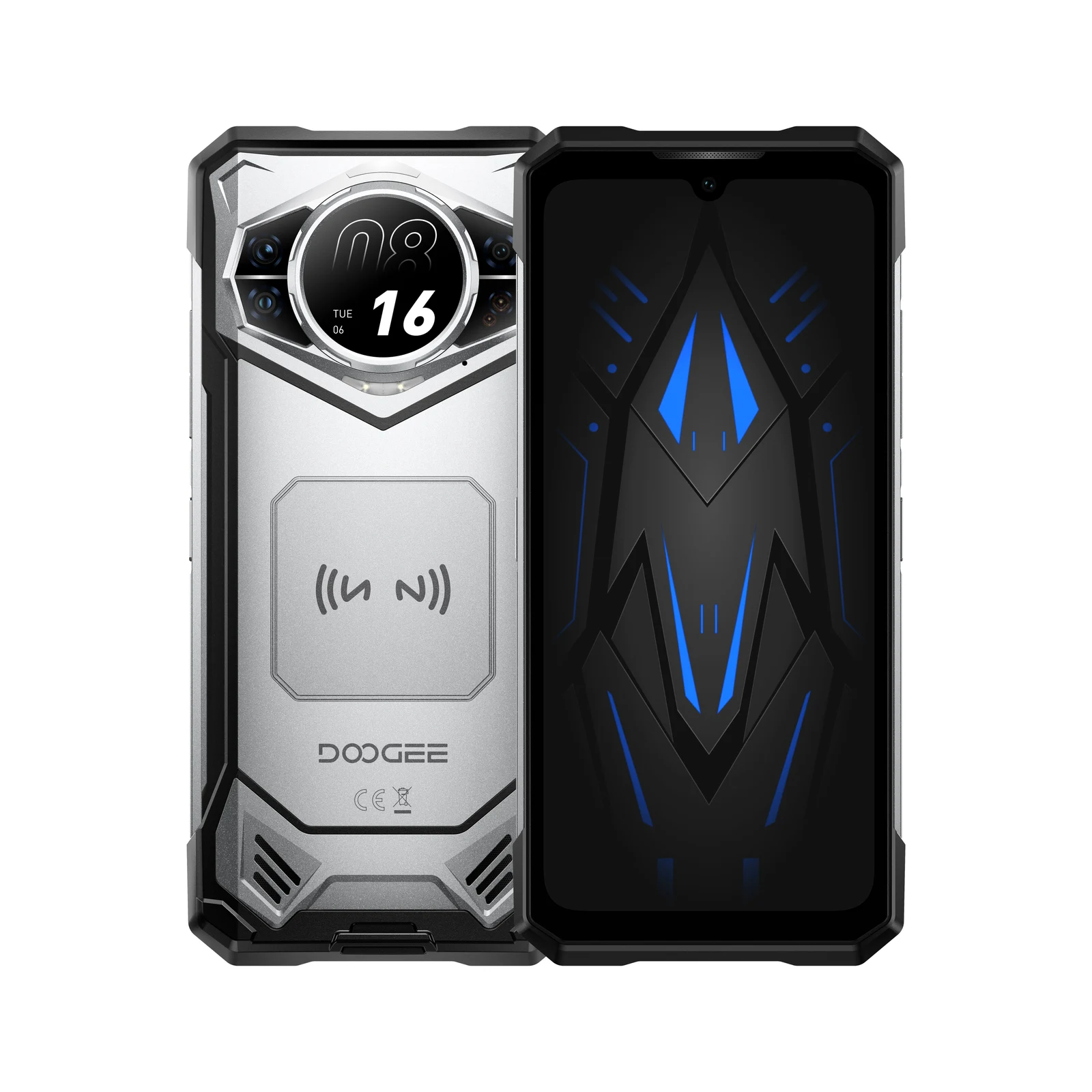 DOOGEE S200E VIP Edition in zilver – voor- en achteraanzicht