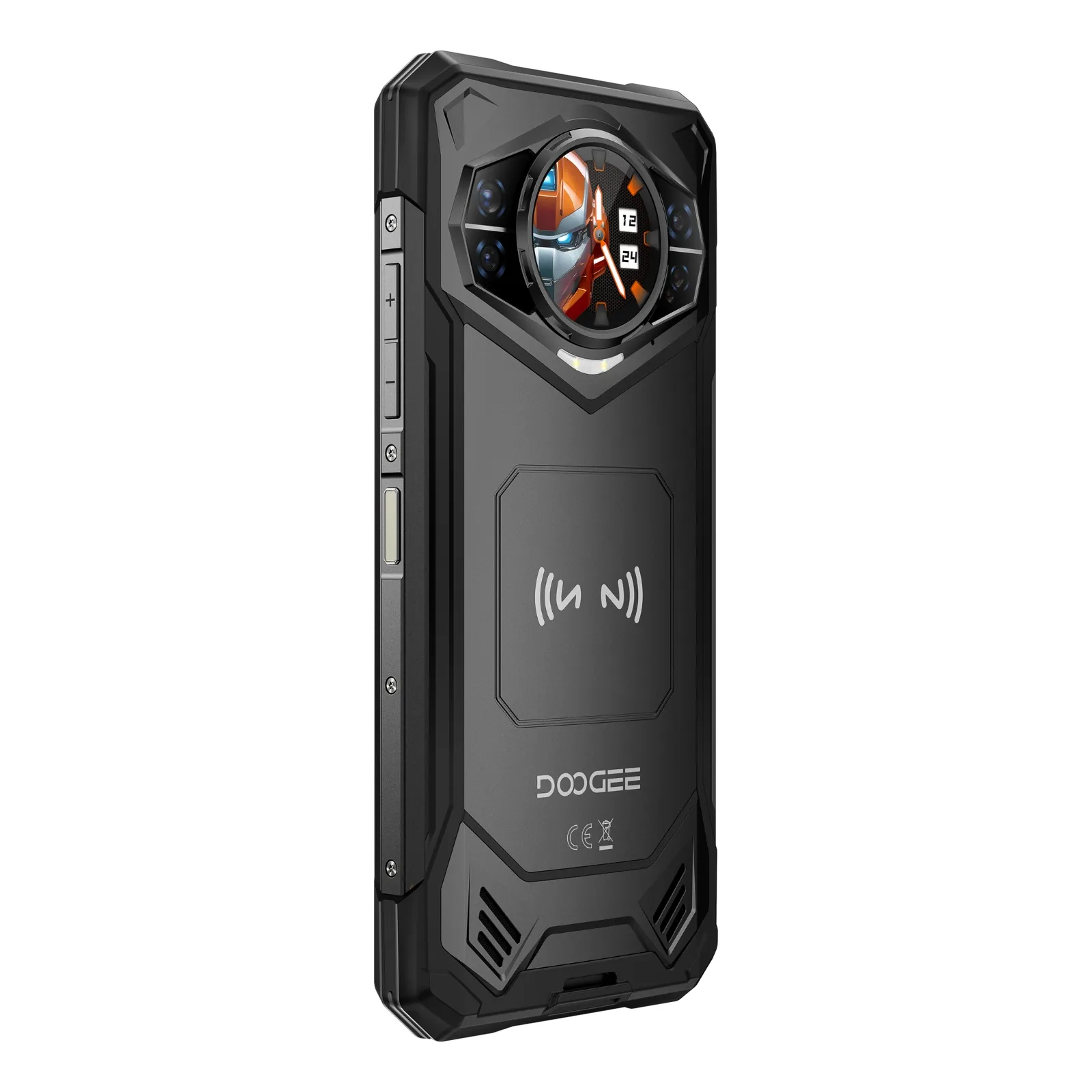DOOGEE S200 X VIP Edition in zwart, alternatief schuin achteraanzicht links, robuuste Android 16-smartphone