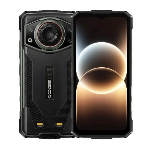 DOOGEE Fire 7 Ultra 6+256 in zwart – volledige toestelvorm van de robuuste Android 16-smartphone