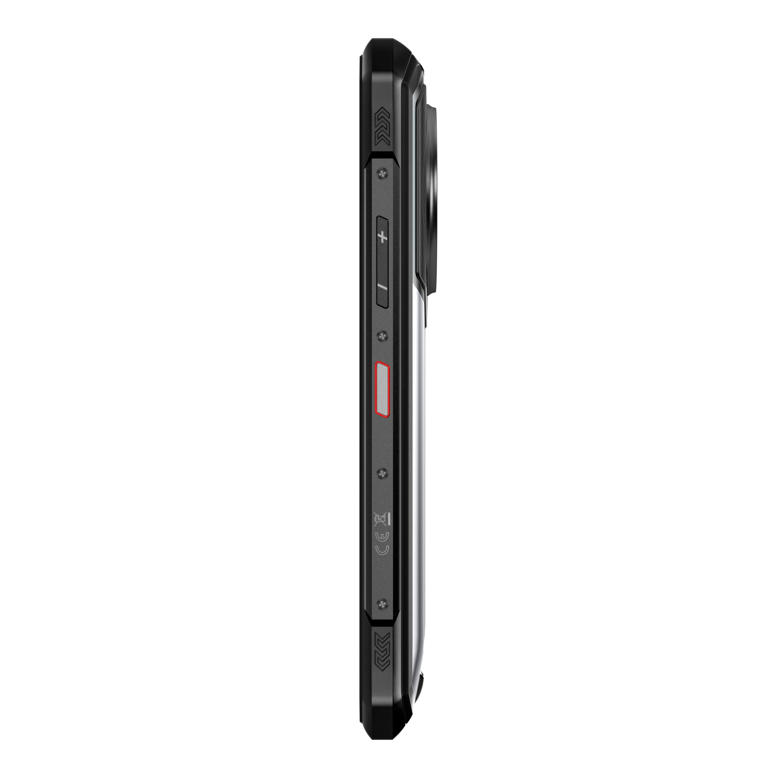 DOOGEE V50 in grijs, knoppen en aansluitingen – visuele studio-opname