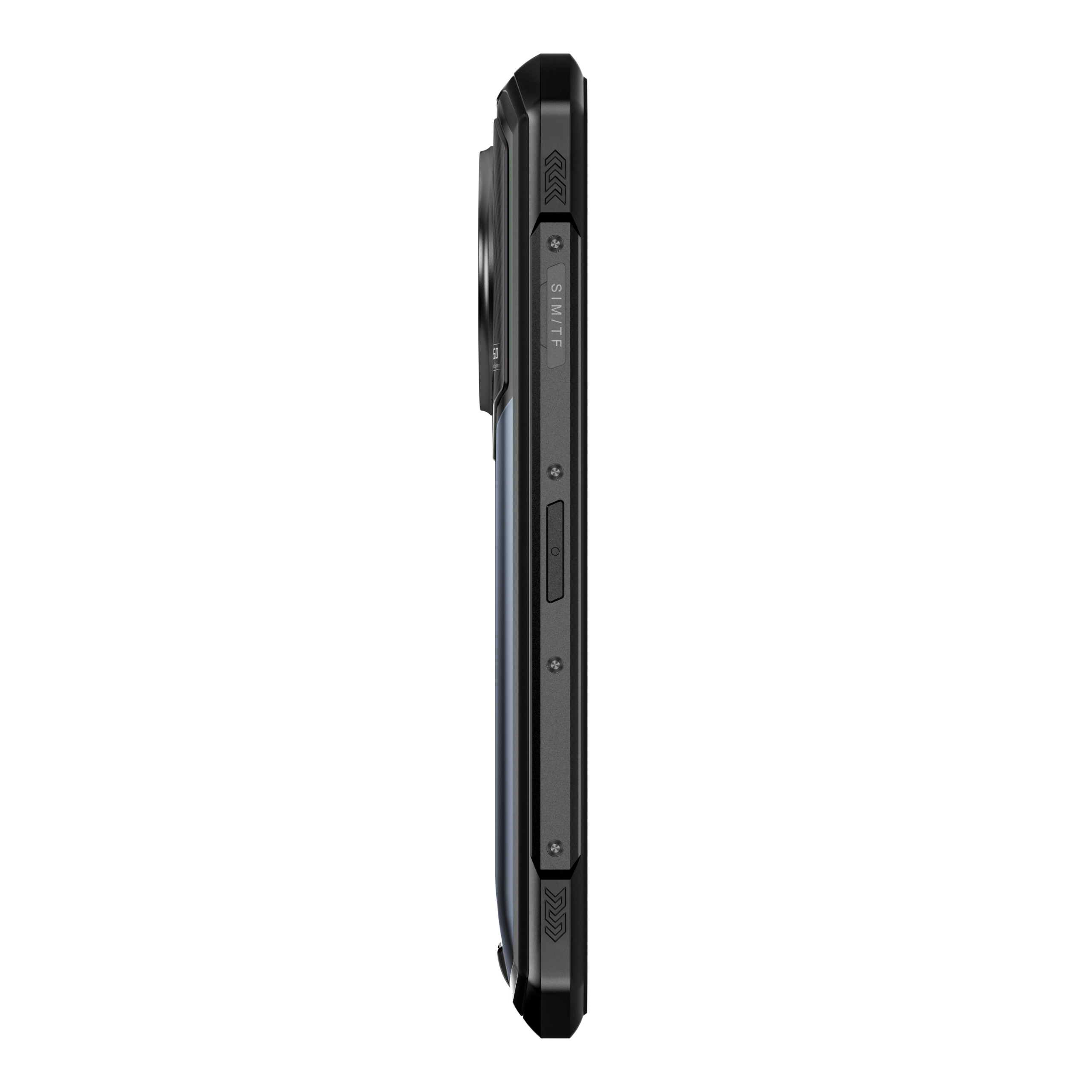DOOGEE V50 in grijs, ontwerpdetail van de behuizing – nauwkeurige studio-opname