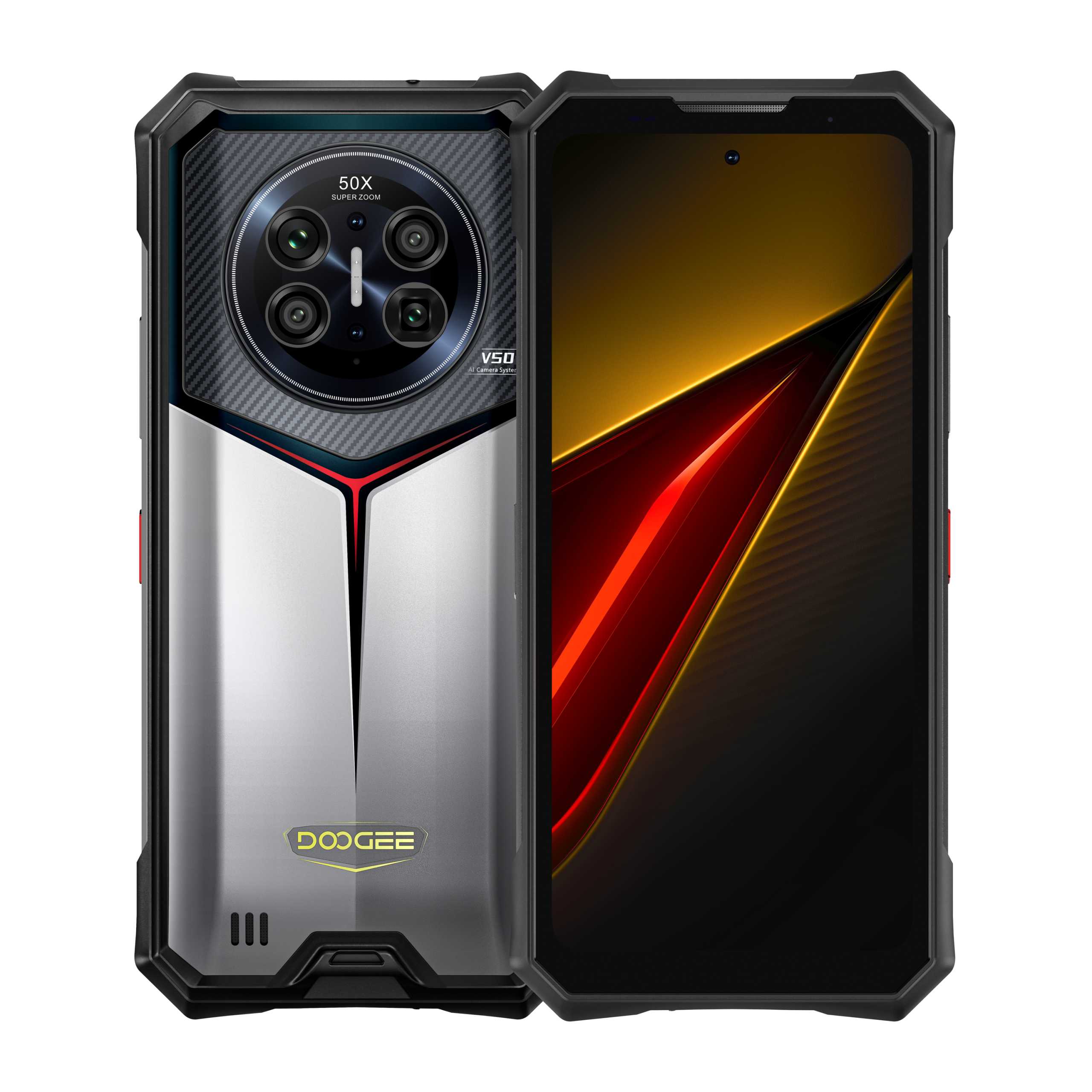 DOOGEE V50 in grijs, compleet productoverzicht – realistische productweergave