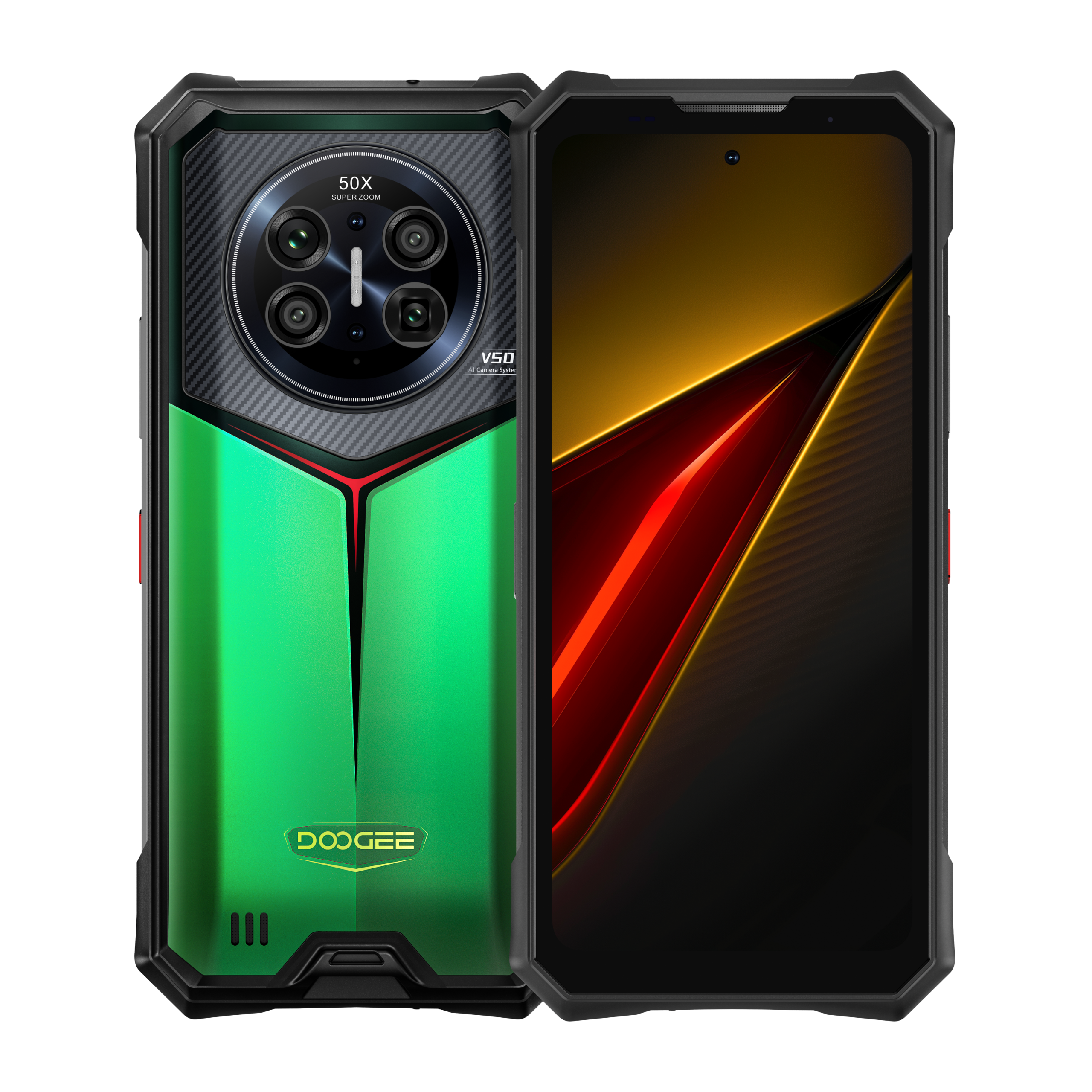 DOOGEE V50 in groen, compleet productoverzicht – neutrale productweergave